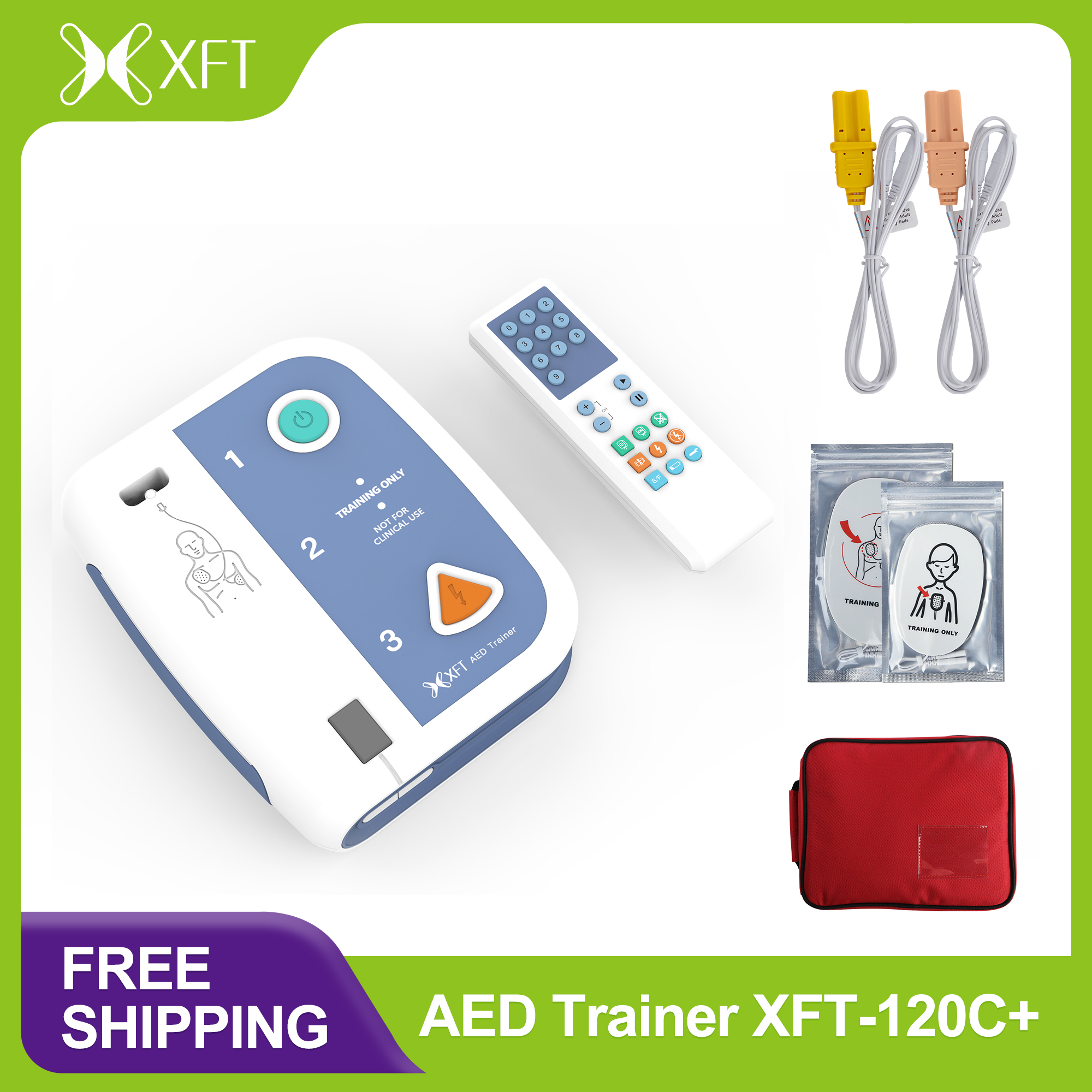 AED トレーナー、XFT 応急処置トレーナー学生初心者向け音声プロンプト (2 か国語) 付きポータブル AED トレーニング デバイス、XFT 120C
