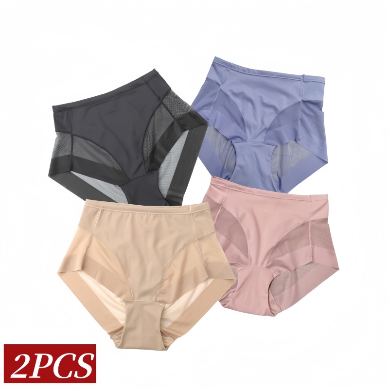 2 ピース/セット中層メッシュパネル整形ブリーフ女性おなかコントロールパンティーバットリフター下着スムーズな伸縮性シェイプウェア S-3XL