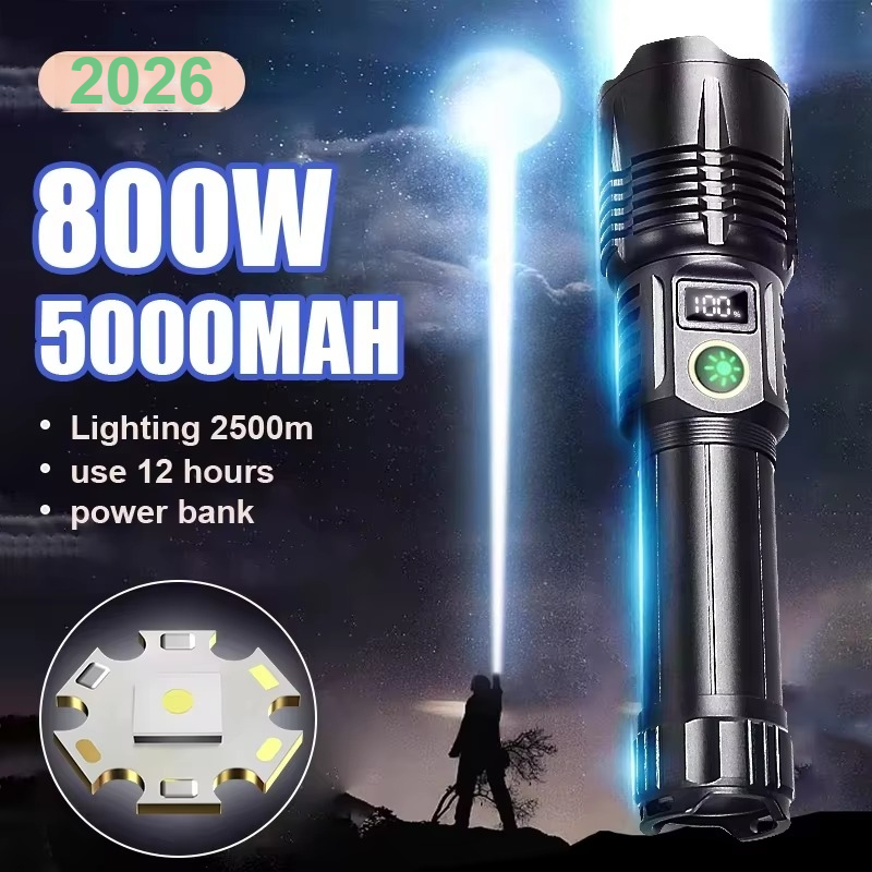 800 ワットハイパワー Led 懐中電灯 300000lm 強力な長距離懐中電灯充電式 5000mah 最も強力なランタン戦術トーチ