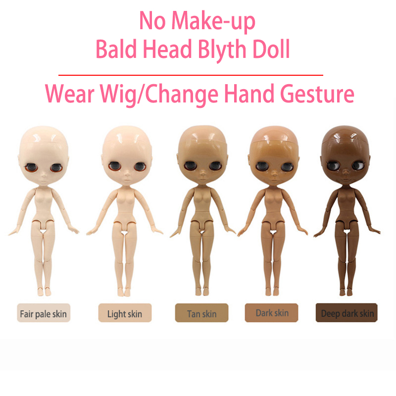 1/6 ブライス人形 30 センチメートルファッション BJD 人形ボディなしかつらハゲ頭メイクなし 5 色の肌 DIY メイクアップ練習 19 関節人形ギフト