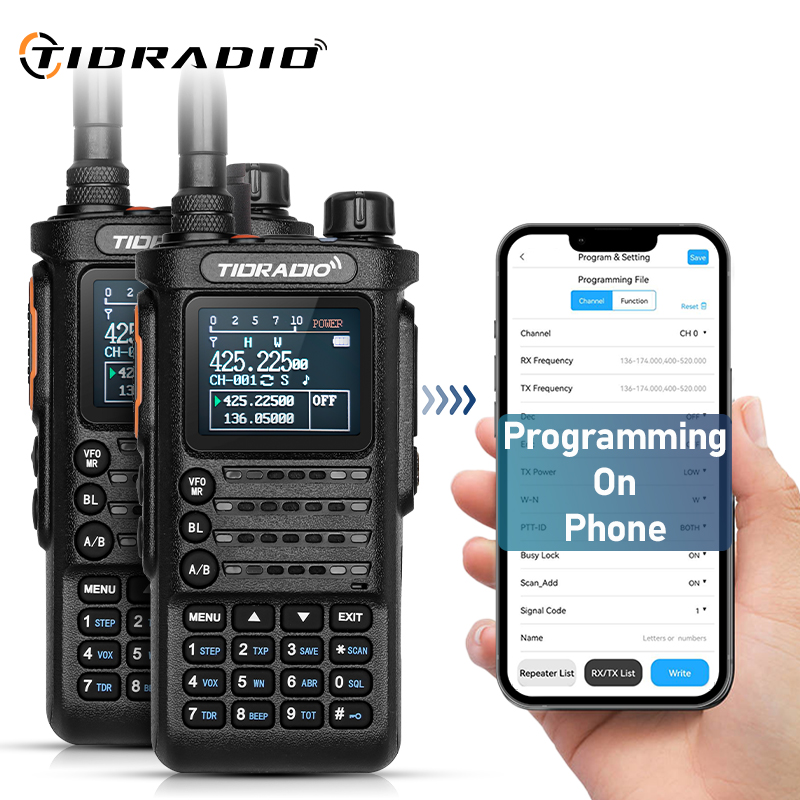 2 個第 2 世代 TIDRADIO TD-H8 10 ワットプロフェッショナルトランシーバーポータブル長距離ラジオアプリワイヤレスプログラム可能な Type-C 充電