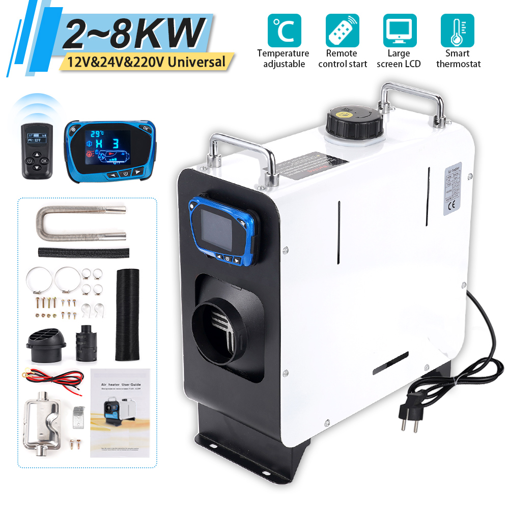 2KW-8KW ディーゼルエアヒーター kit12V 24V 220V オールインワンカーヒーター リモコン付き 車 トラック ボート RV パーキングヒーター用