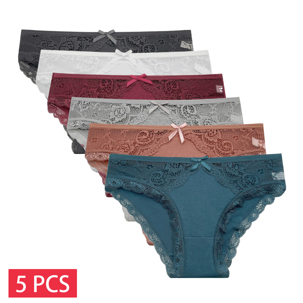 5 ピース/セット新着ローライズレディースセクシーなレースのパンティパンツパンティー女性のためのランジェリー綿ブリーフ