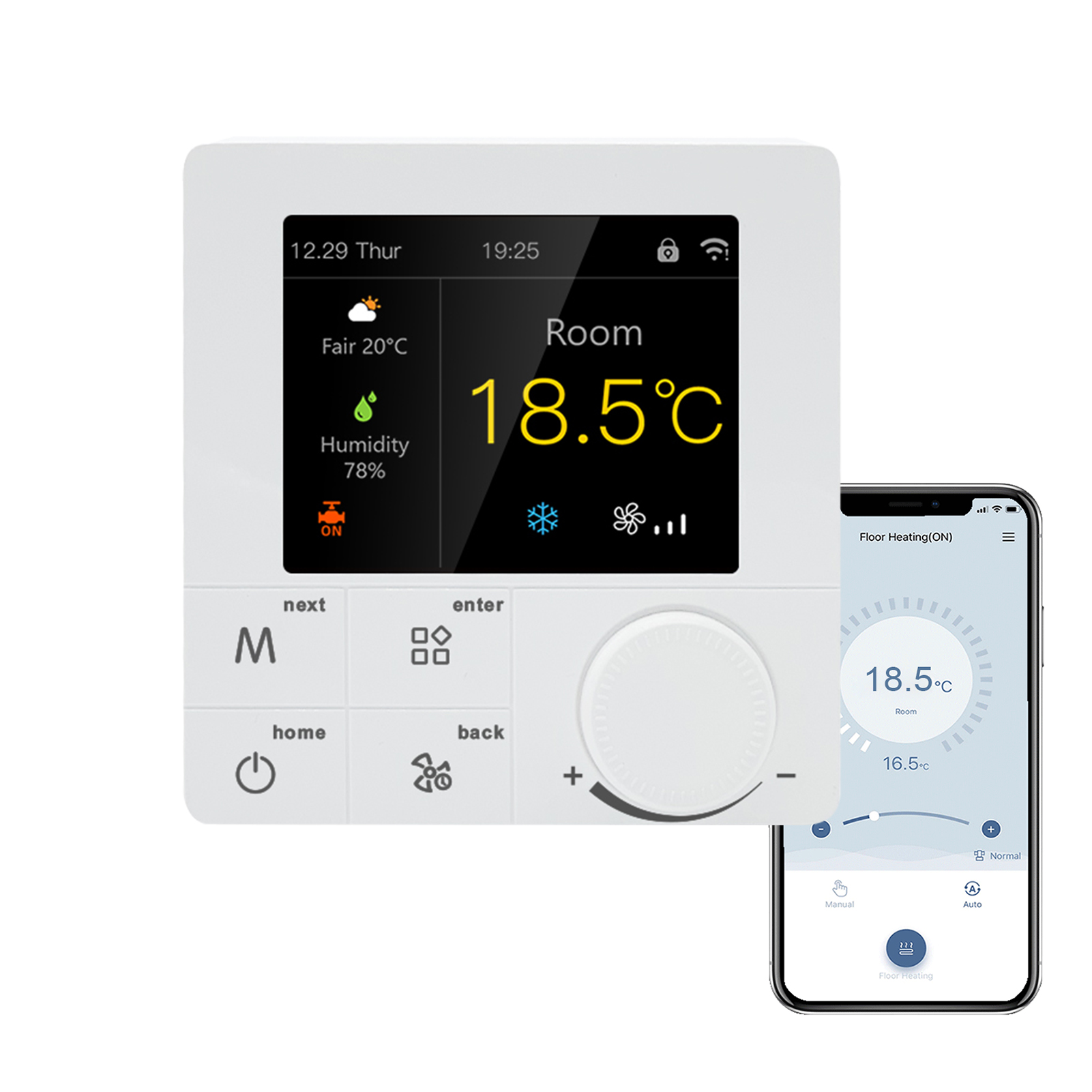 Qiumi スマート Wifi カラーノブサーモスタットエアコン温度コントローラーは Alexa Google Home で動作します