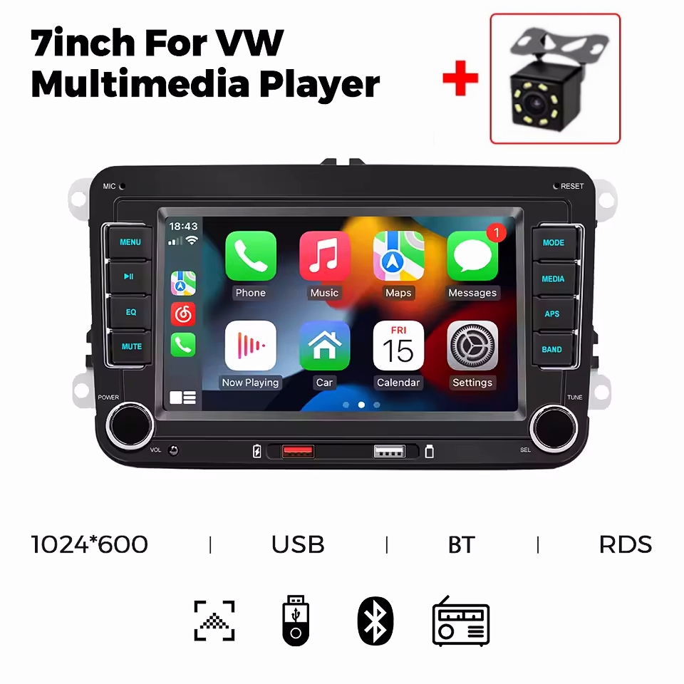 7 "2 Din HD カーメディアビデオ RDS Airplay CarPlay Android オートステレオオーディオカメラ付きフォルクスワーゲン/シート/シュコダ/パサート/ゴルフ/ポロ