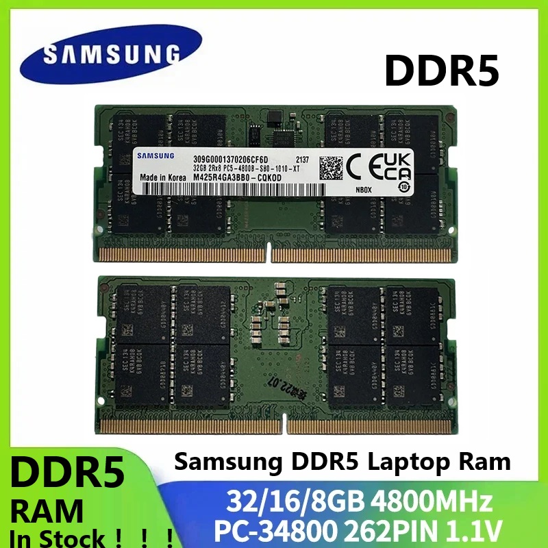 SAMSUNG DDR5 RAM ノートパソコン用メモリ 非ECC SODIMM 8GB 16GB 32GB 4800MHz 5600MHz ノートパソコン用 Dell Lenovo Asus HP メモリスティック
