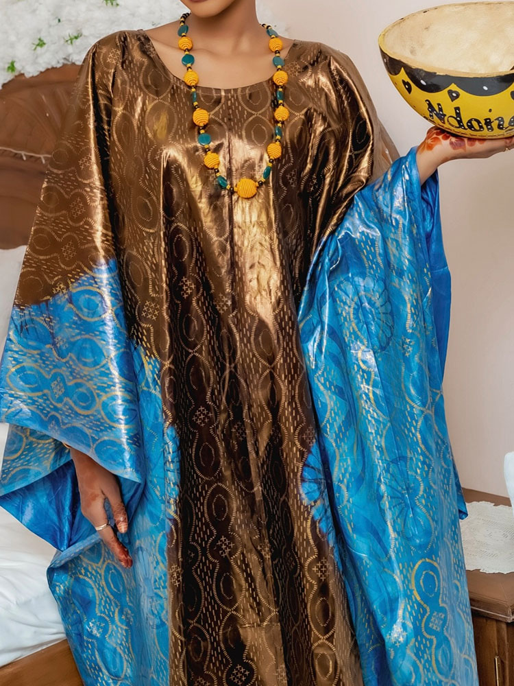 ブループリントアフリカアンカラ女性パーティー服 2025 最高品質 Boubou ロングドレスウェディングパーティー Dashiki ローブアンカラ