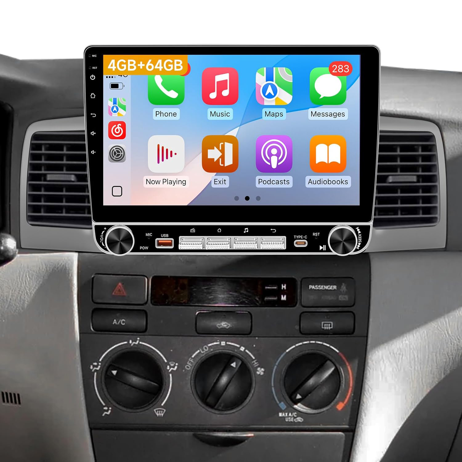 4G 64G Android 13 カーラジオ (非 JBL) トヨタ カローラ 2003 2004 2005 2006 2007 2008 ステレオ、10.1 インチ IPS スクリーン、Carplay Android Auto バックアップカメラ SWC 付き、物理ボタン付き