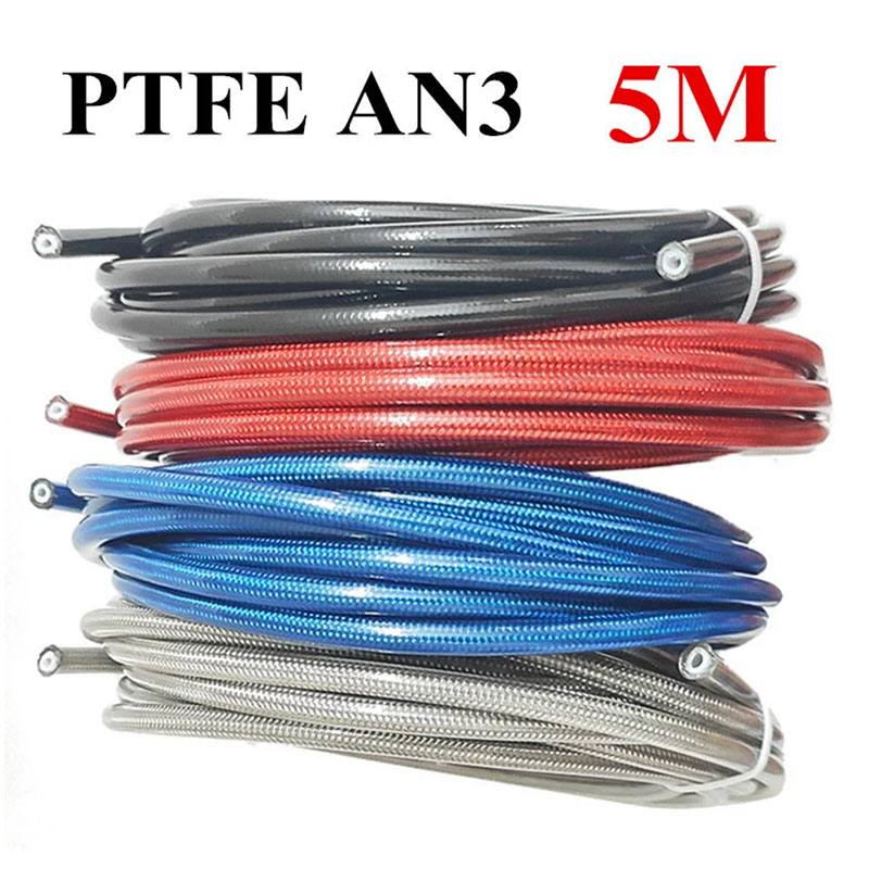 オートバイ AN3 5 メートル/ロット編組ステンレス鋼 PTFE ブレーキラインホース流体油圧ホース PTFE ブレーキラインガスオイル燃料チューブパイプ