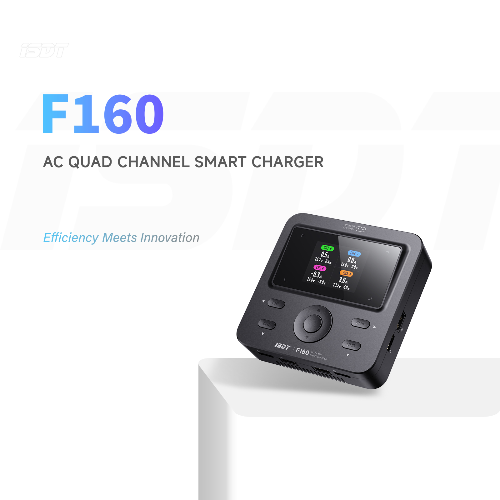 ISDT F160 GaN AC 4x40W クアッドチャンネルスマート充電器 2.4 IPS LCD 1-4S LiPo LiHv ULiHv LiFe バッテリーバランス充電器 RC ドローン用