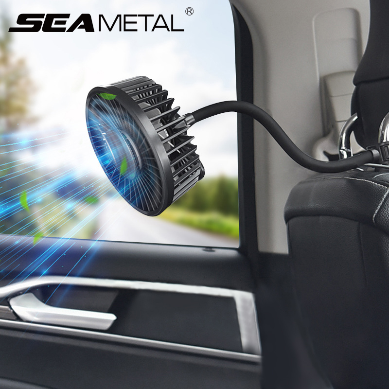 SEAMETAL 車用電動ファン 強風 3 速冷却ファン 後部座席助手席用 ポータブル 360 度回転可能な車用空気ファン