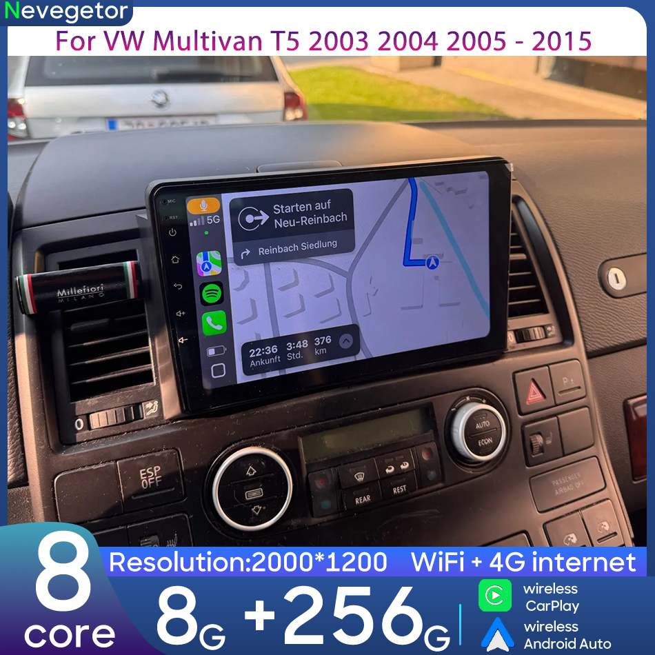 Vw フォルクスワーゲンマルチバン T5 2003-2015 車マルチメディアプレーヤー GPS ビデオプレーヤーナビゲーション Android 自動 CarPlay ラジオステレオ 2din