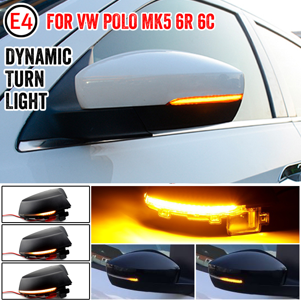 ダイナミックウインカーフォルクスワーゲンポロ 6R 6C MK5 LED ターンシグナルライトフラッシャー 2010 2011 2012 2013 2014 2015 2016 2017