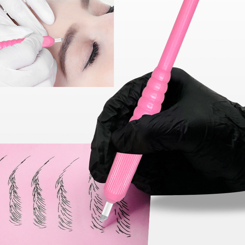 50 個 9 ピン 12 ピン/18U Microlading ニードルピンク使い捨て Microblading ペンブレード CF/U 針マニュアル Microblade ニードルツール