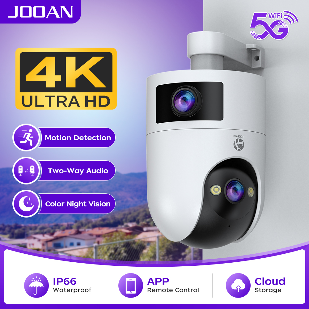 JOOAN 4K PTZ WIFI カメラ屋外デュアルスクリーンモーション検出カラーナイトビジョン IP カメラセキュリティビデオ監視カメラ