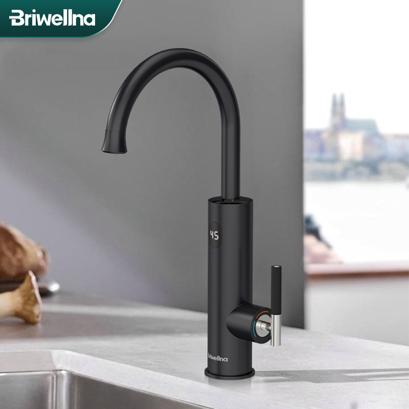 Briwellna 電気温水器 220V 流れるヒーターキッチン蛇口 2 で 1 タップタンクレス給湯ミキサー電気間欠泉