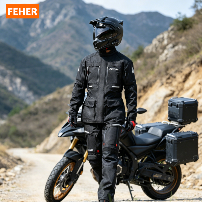 FEHER オールシーズンオートバイツーリングスーツマン防水通気性オートバイラリースーツ 3 層ライディングジャケットセット JK-065