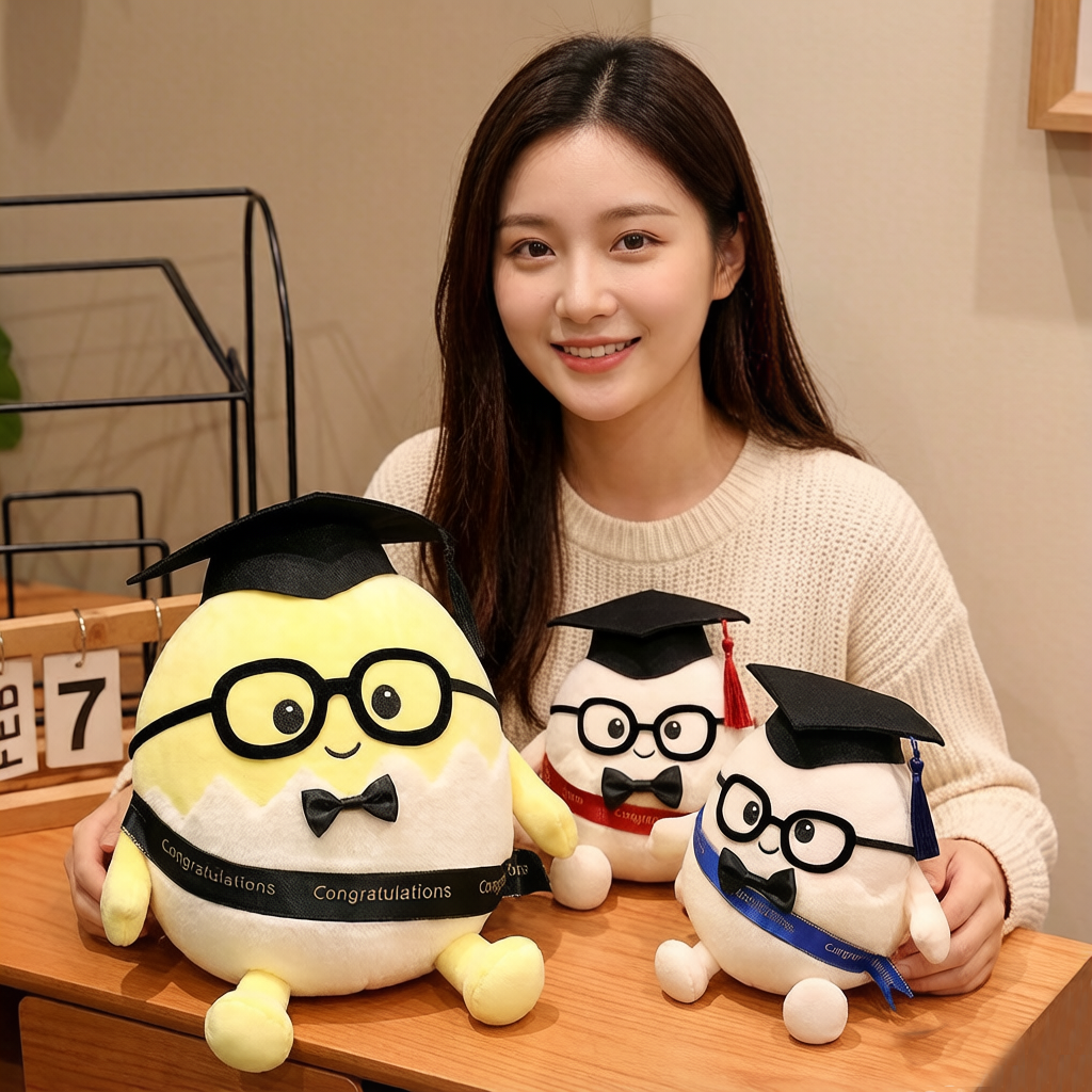 15/25 センチメートルリボンヒューマノイド卵ぬいぐるみ卒業学士ドクターぬいぐるみぬいぐるみかわいいマスコットお土産クラスメイトギフト