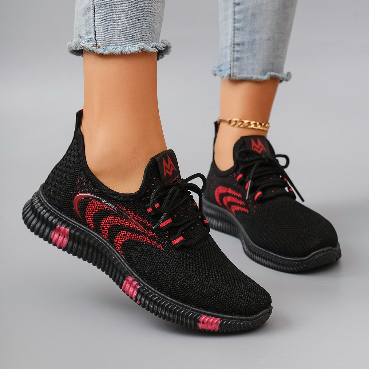 Spring and Autumn New Women's Casual Lace up Comfortable, Breathable, Lightweight and Wear-Resistant Sports Shoes