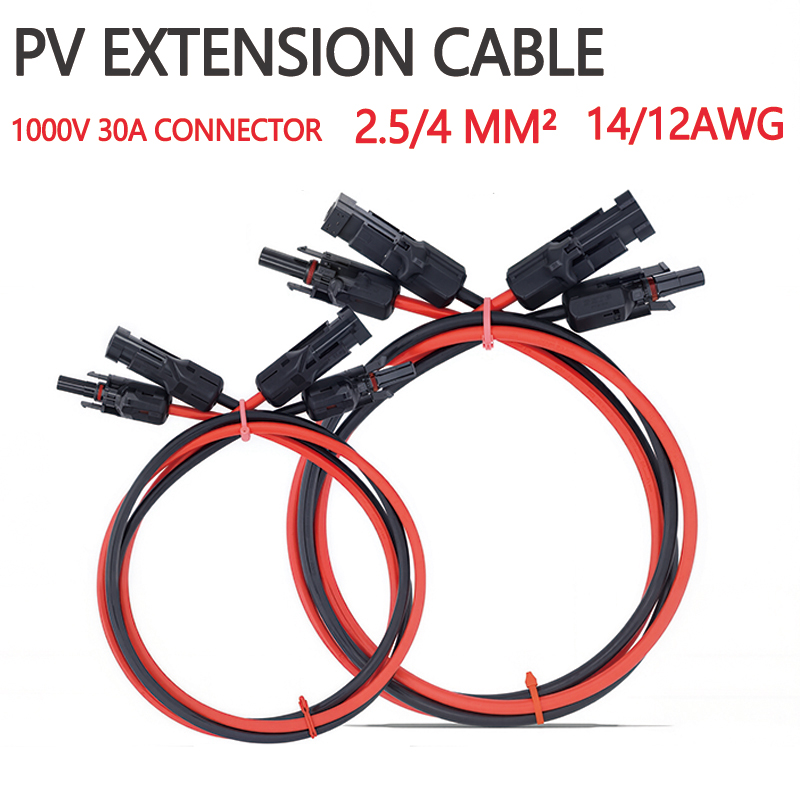 1 ペアソーラーパネル延長ケーブル PV1-F 4/2.5 mm² 10/12AWG アルミニウム合金ソーラー PV コネクタ 1/3/5 メートル太陽光発電システム用
