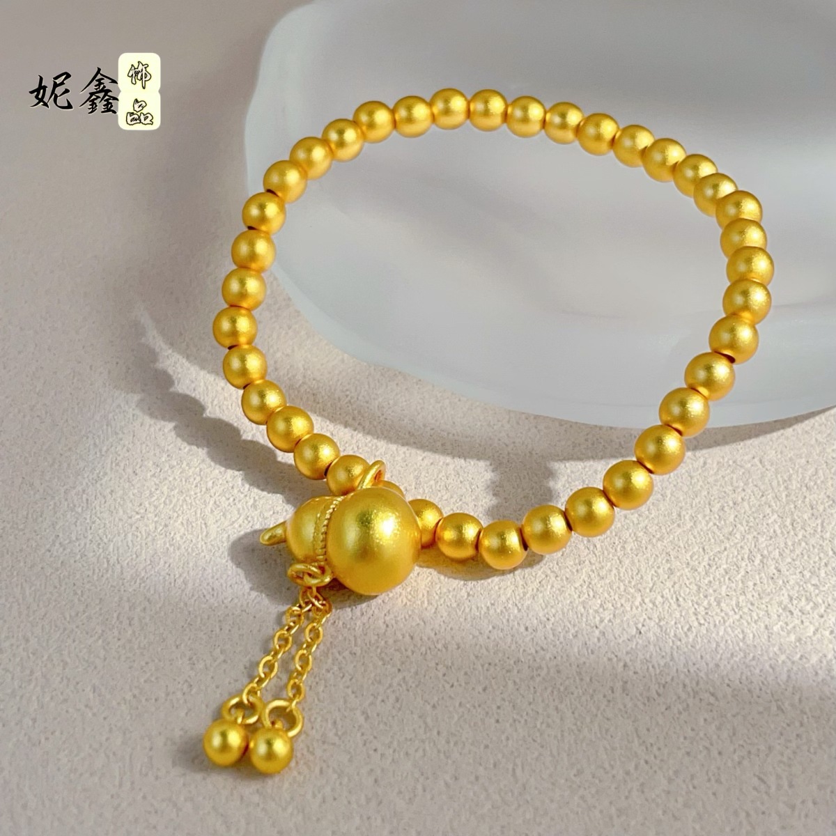 タッセルひょうたん ブレスレット レディース 24K ゴールド AU999 - 純金タッセル 幸運のブレスレット、幸運の祝福、誕生日サプライズギフト