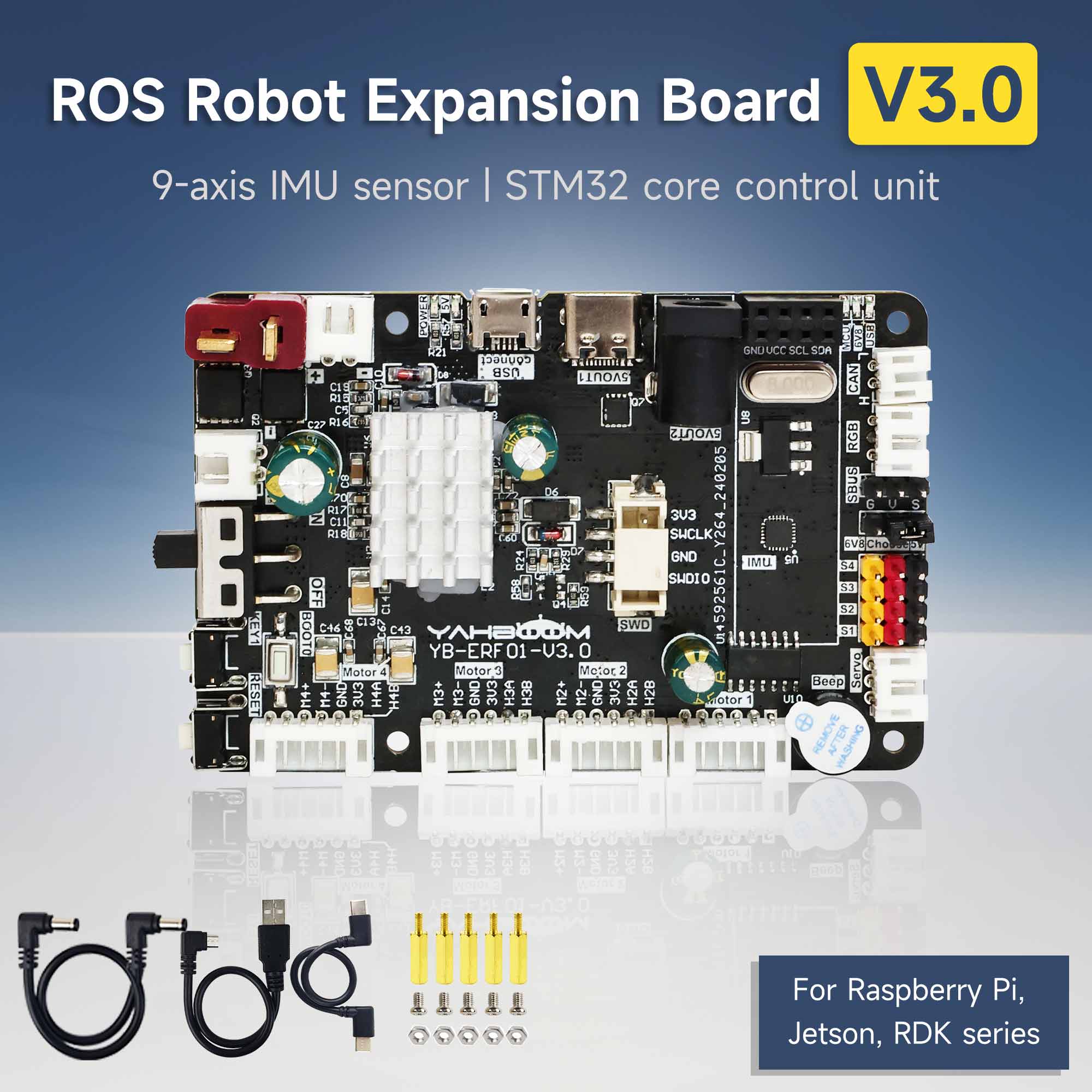 STM32F103RCT6 コントロールボード ROS ロボット拡張ボード Raspberry Pi Jetson ROS ROS2 ロボット用 9 軸センサーモーターサーボポート付き