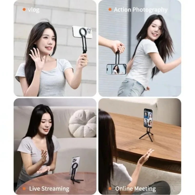折りたたみ式ポータブル磁気電話三脚スタンドユニバーサル携帯電話ホルダーマウント iPhone 12 13 14 15 16 Pro Max に対応