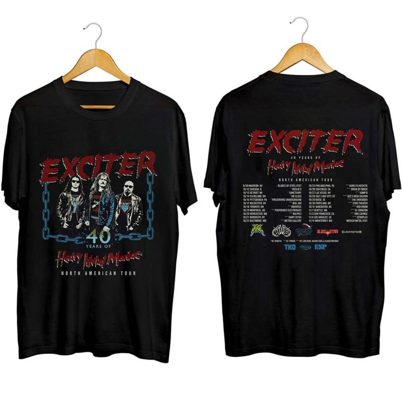 エキサイター 40 年にわたるヘビーメタル マニアック ツアー T シャツ バンド ファン