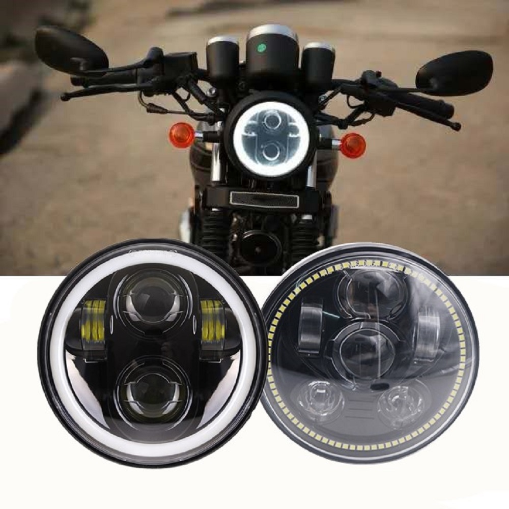 オートバイアクセサリー 5.75 LED ヘッドライト 5 3/4 インチヘッドランプホワイトハローハイロービーム 40 ワット 45 ワット
