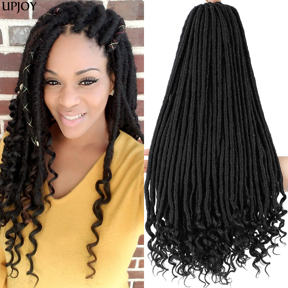 1 - 8 パック女神 Locs かぎ針編みヘア 20 インチカーリーフェイク Locs 編組ヘア女性用合成ソフト Locs ヘア、カーリーエンド付き