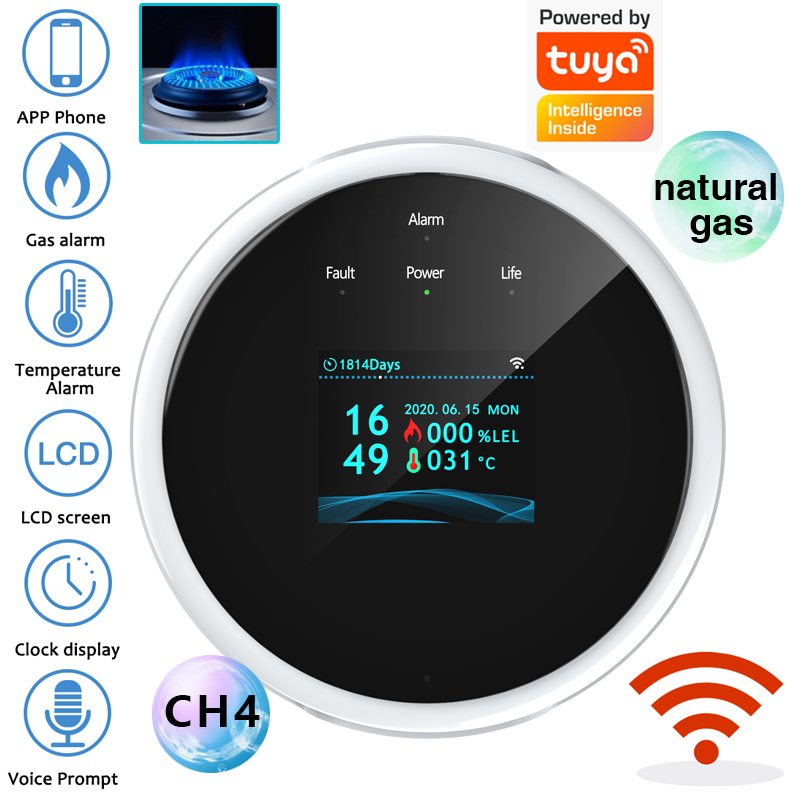 2.4 グラム WiFi ガス警報センサー可燃性ガス検知器は Tuya/スマートライフアプリ情報プッシュ家庭用警報システムで動作します