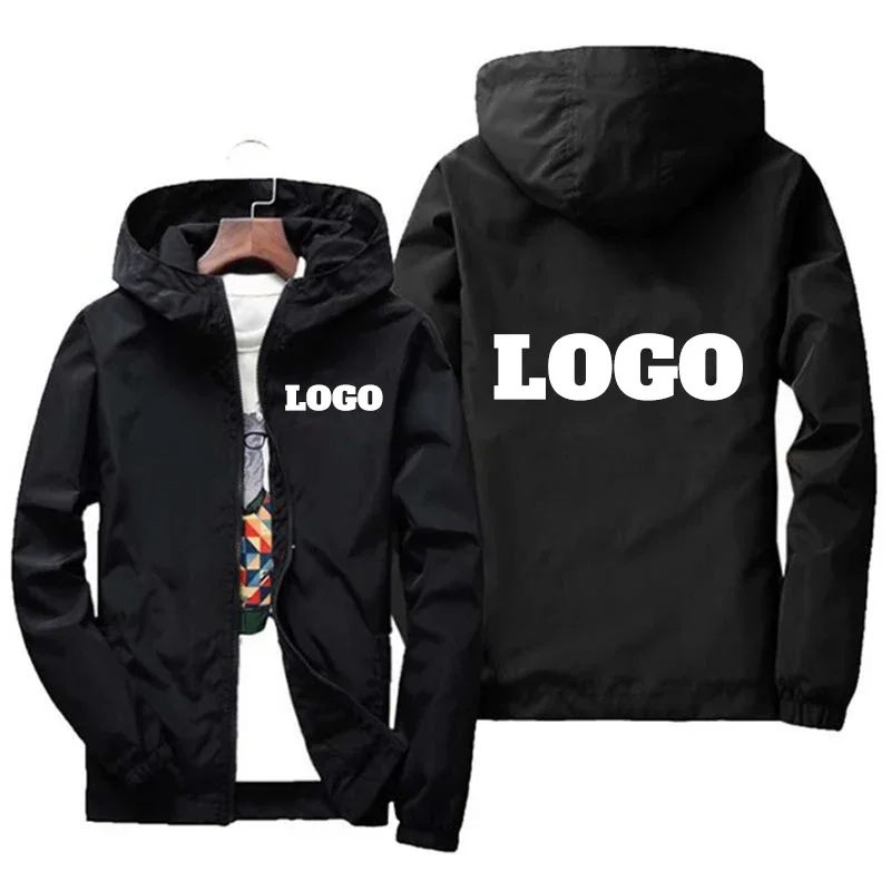 カスタマイズされた名前: 秋のジャケット、メンズ防水ウインドブレーカー、カジュアル服、プラスサイズ 7Xl、ブラックアウトドアスポーツウェア