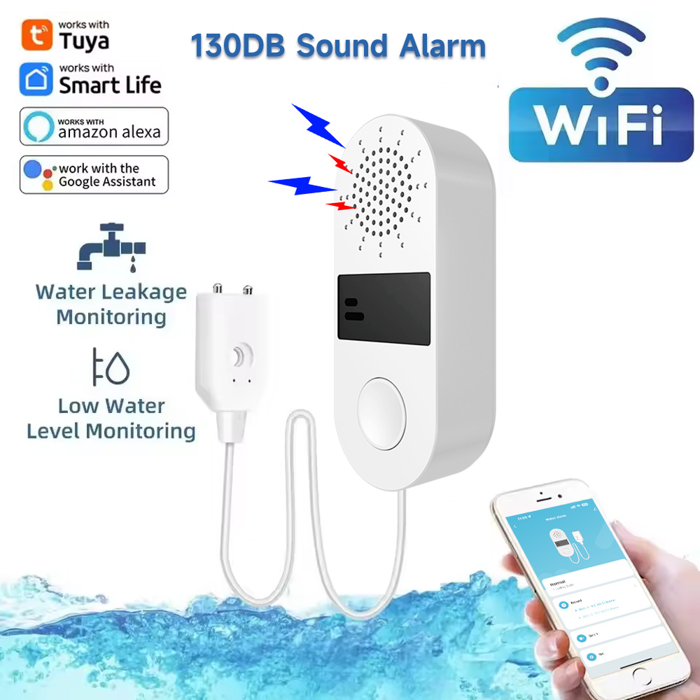 Tuya WiFi 水漏れセンサー 130DB 水漏れ検出器スマートライフアプリ通知アラート、水漏れ警報ホームセキュリティ