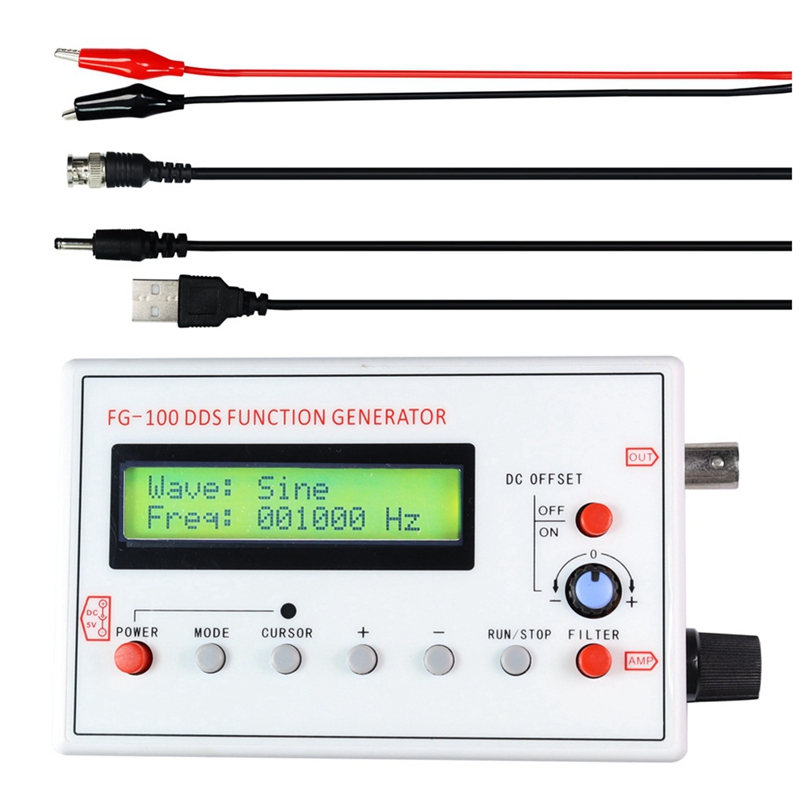 New-A47Q-FG-100 DDS 機能信号発生器周波数カウンター 1Hz - 500Khz 正弦波周波数 BNC ケーブル付き