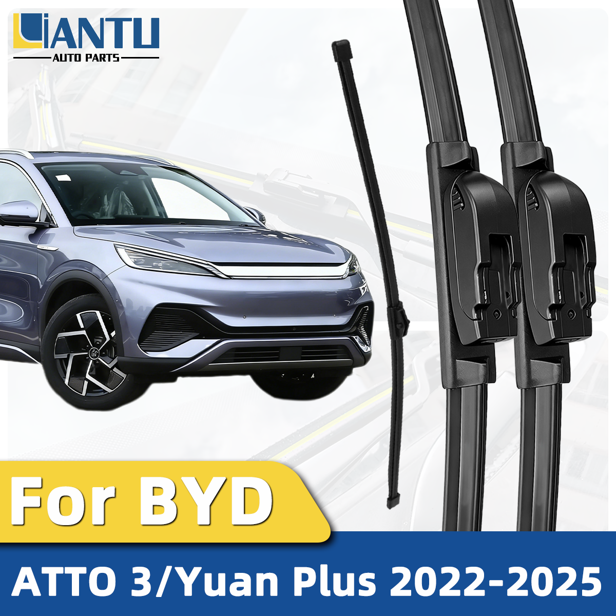 1/3 個フロントとリアワイパーキット BYD ATTO 3/元プラス 2022-2025 フロントガラスワイパーサイレントワイパーアクセサリー 2024 2023 2022