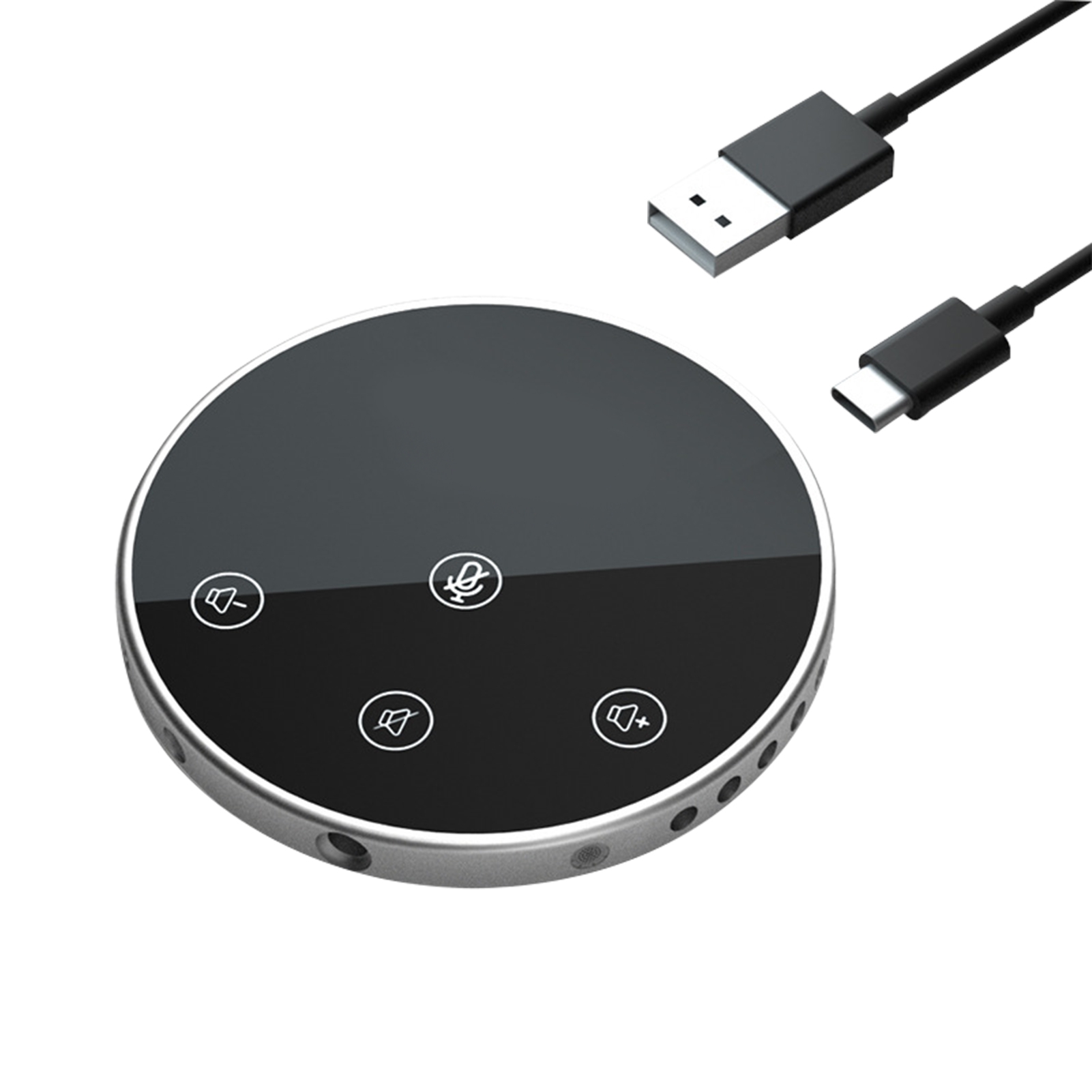 デスクトップ型USBスピーカーフォンマイク 360°全指向性コンデンサーマイク プラグアンドプレイ対応 PCコンピューターマイク（ビデオ会議録画用）