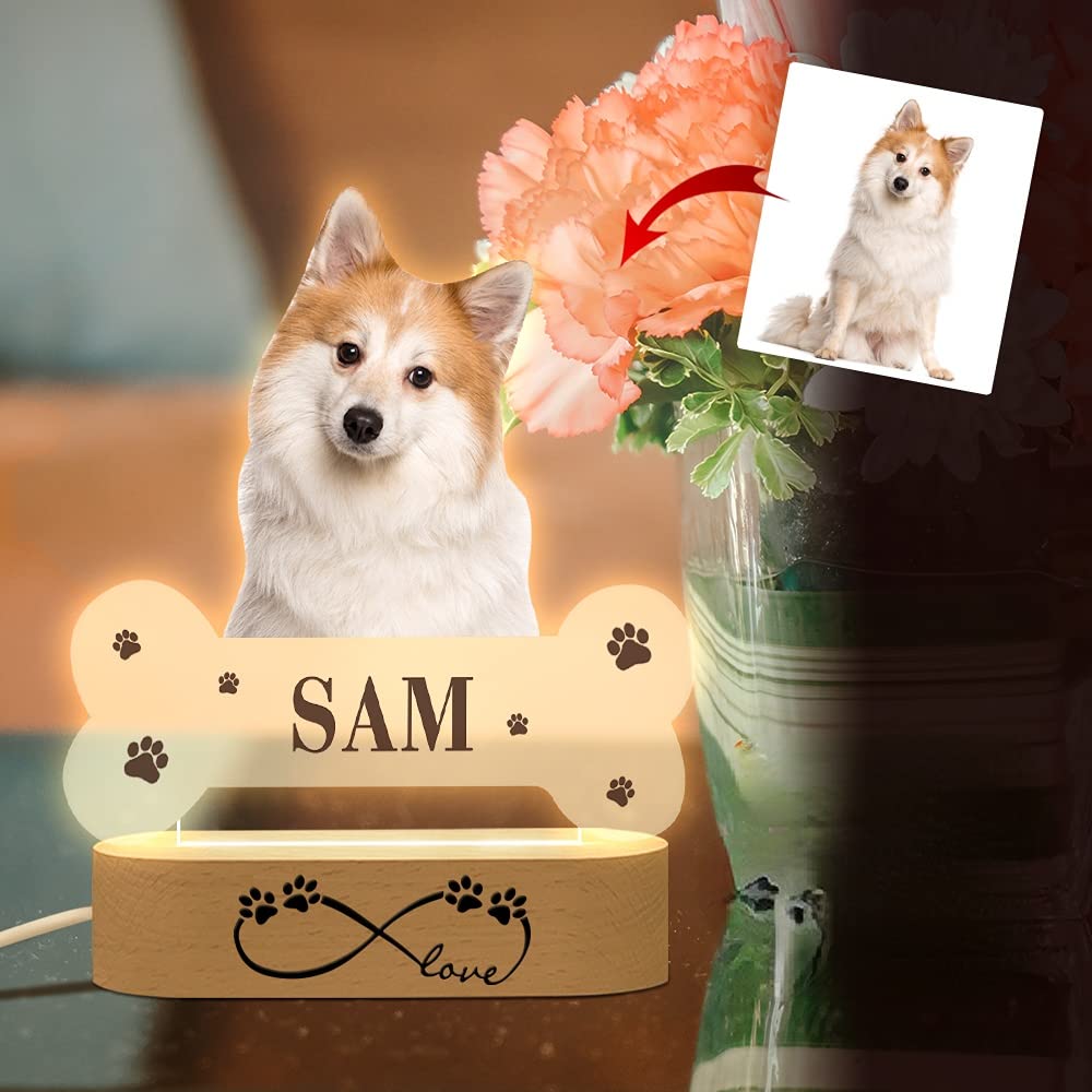 パーソナライズされた犬猫ペット写真ナイトライトカスタムアクリル USB LED ランプ動物の絵装飾照明センチメンタル記念品