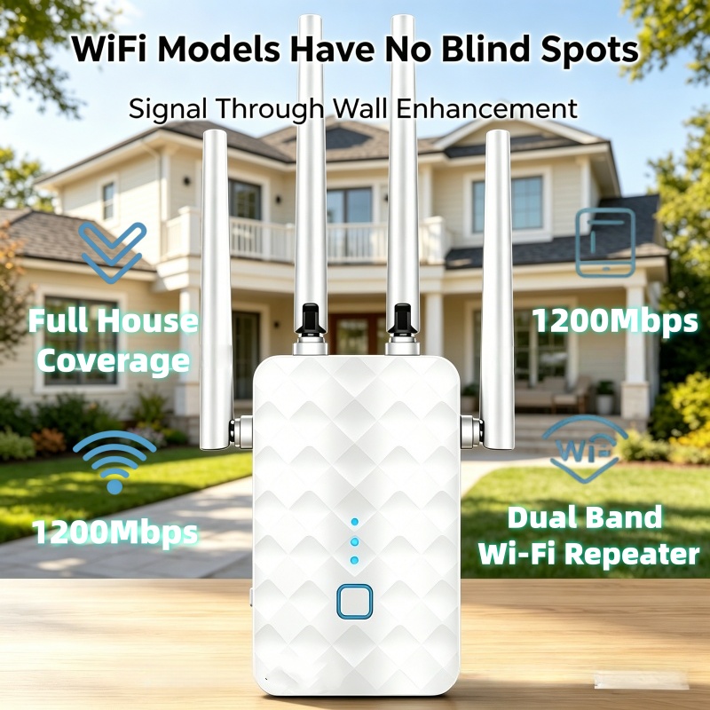1200Mbps WiFi リピーター ワイヤレス 2.4G/5GHz デュアルバンド Wi-Fi 信号エクステンダー アンプ ルーター 長距離ブースター 高速バンド