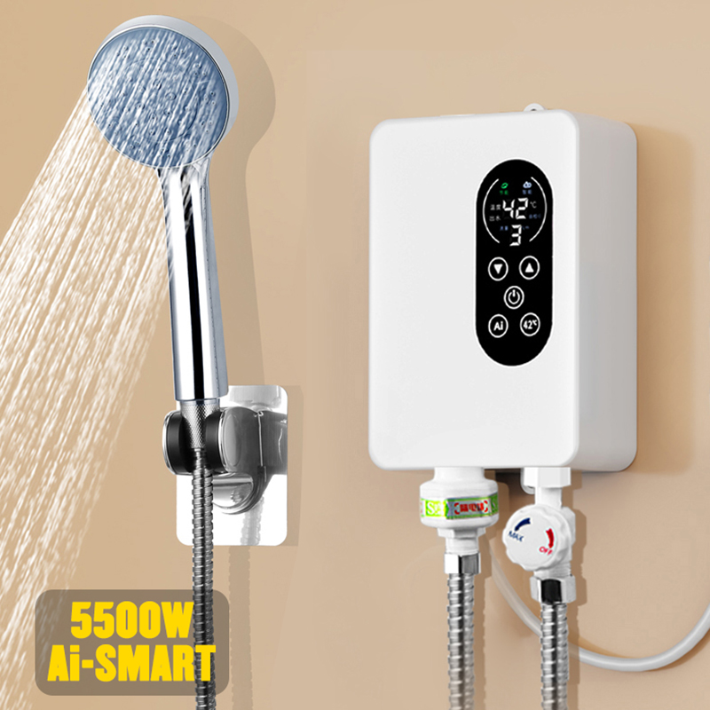 110V/220V インスタント給湯器スマート壁掛け電気シャワータンクレスインスタント給湯器サーモスタット浴室キッチン用