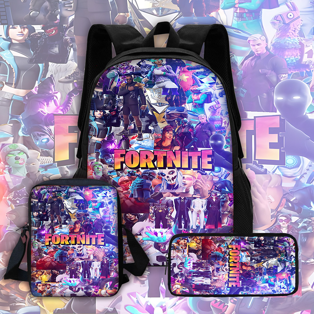 ショルダーバッグ付き子供スクールバックパック鉛筆バッグスクールバッグホットゲームデザイン-F-FortniteS 男の子女の子に最適なギフト
