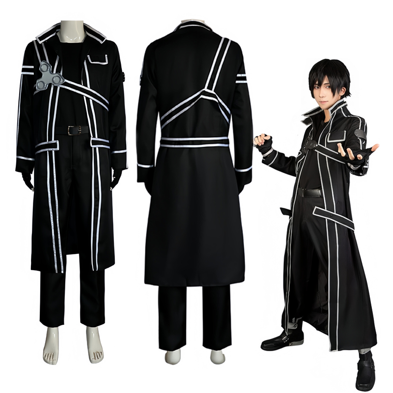 アニメ剣 cos キリト和人桐ヶ谷コスプレ衣装アートオンラインジャケットシャツパンツハロウィンパーティー衣装男性のための