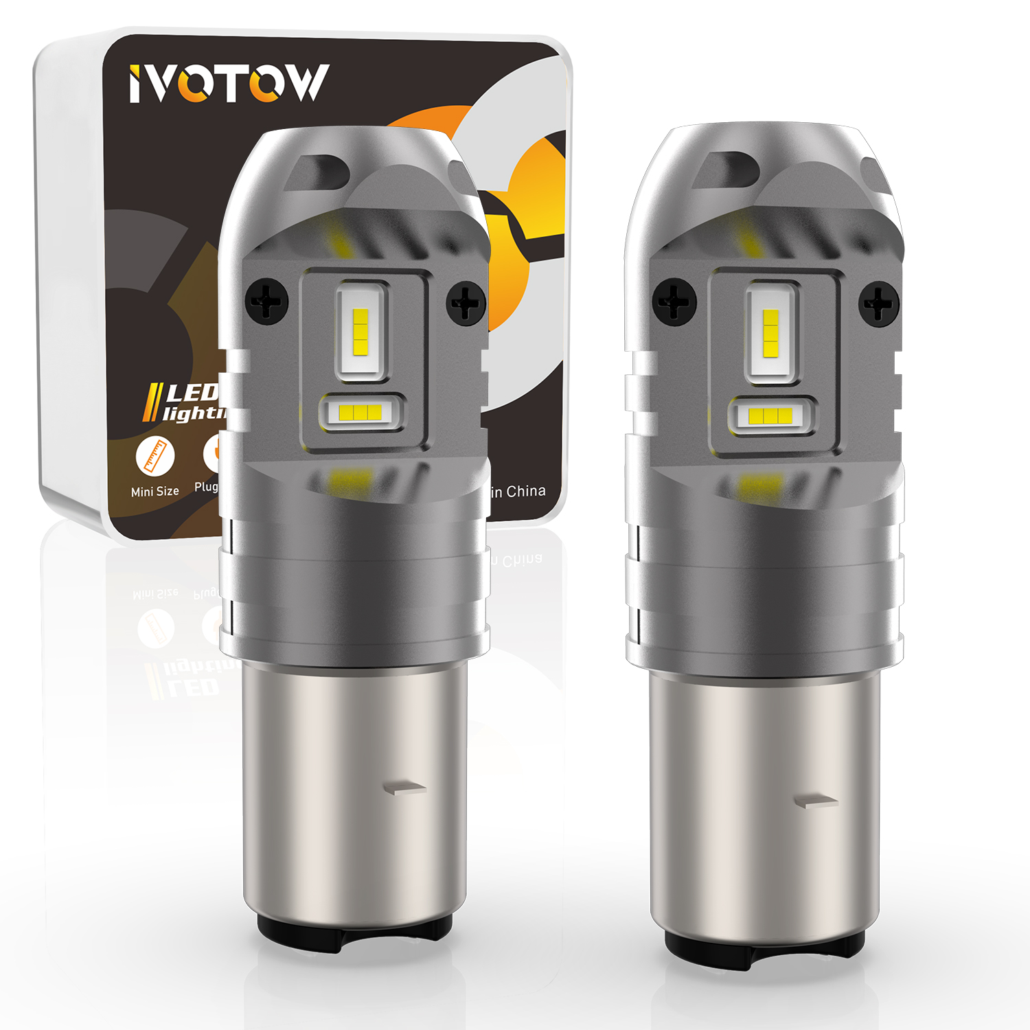 IVOTOW BA20D LED オートバイヘッドライト電球 Hi/Lo ビーム S2 電球変換キットバイク ATV UTV ヘッドランプ 3000LM 12V
