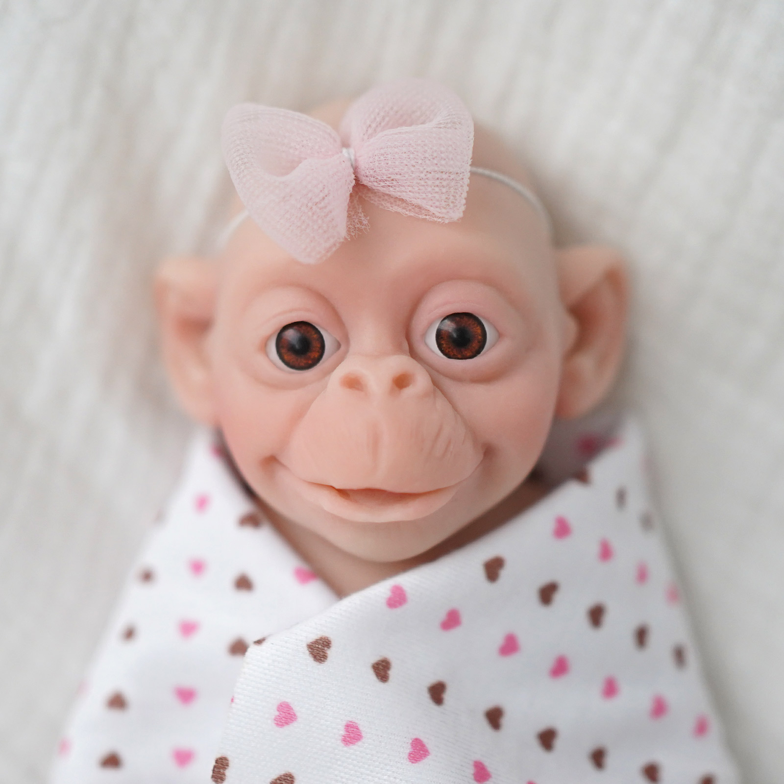 7" Micro Preemie Full Body Silicone Monkey Baby Lifelike Mini Reborn Doll Surprice Children Anti-Stress