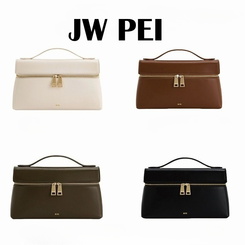 JW PEI プレミアム本革ハンドバッグ、ジッパー付きのミニマリストスタイルのレディースショルダーバッグ。ファッション軽量クロスボディバッグ。