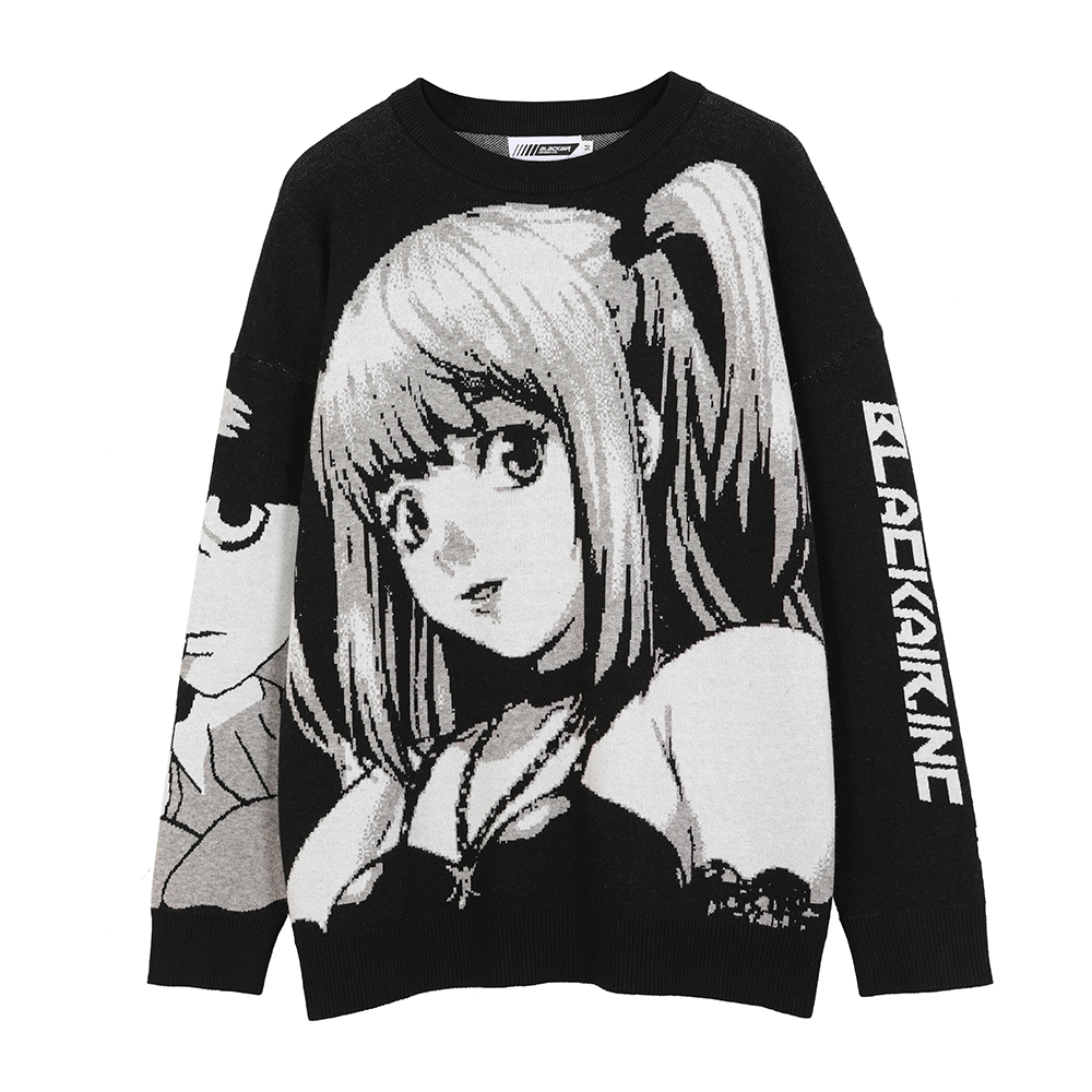 アニメかわいい冬男性ゴシック服ゴスマンセーターメンズ漫画女性トップス日本のトレーナー男性ストリート原宿