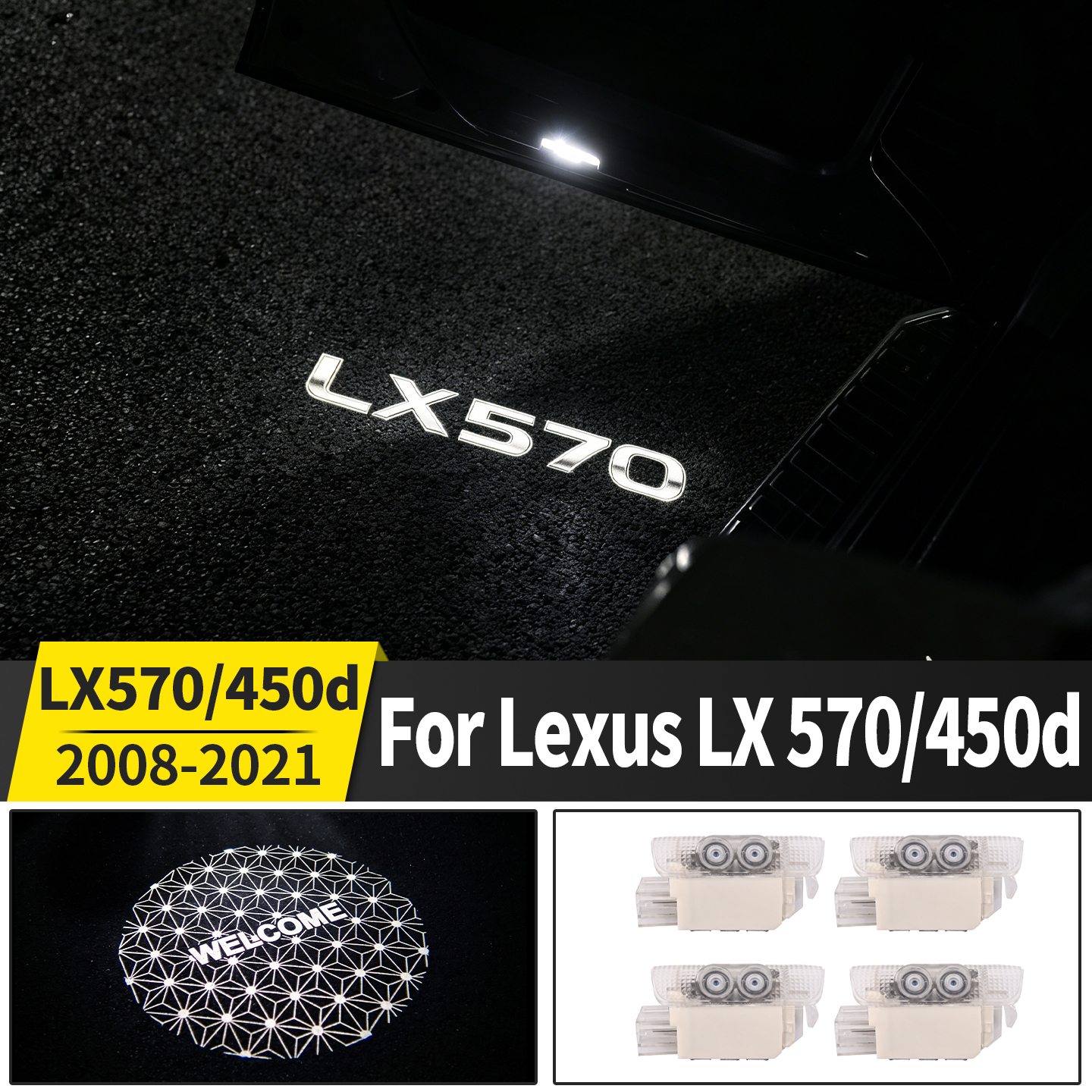 レクサス LX570 2008-2021 車のドアウェルカムライト LED ロゴ投影カーテシランプインテリアアップグレードアクセサリー