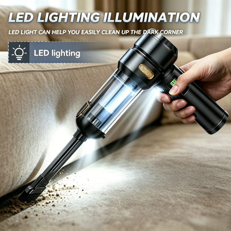 車の掃除機 LED ランプクリーナー強力なミニ 98000PA コードレスポータブル掃除機家庭用電化製品ハンドヘルド送風機車のクリーナー