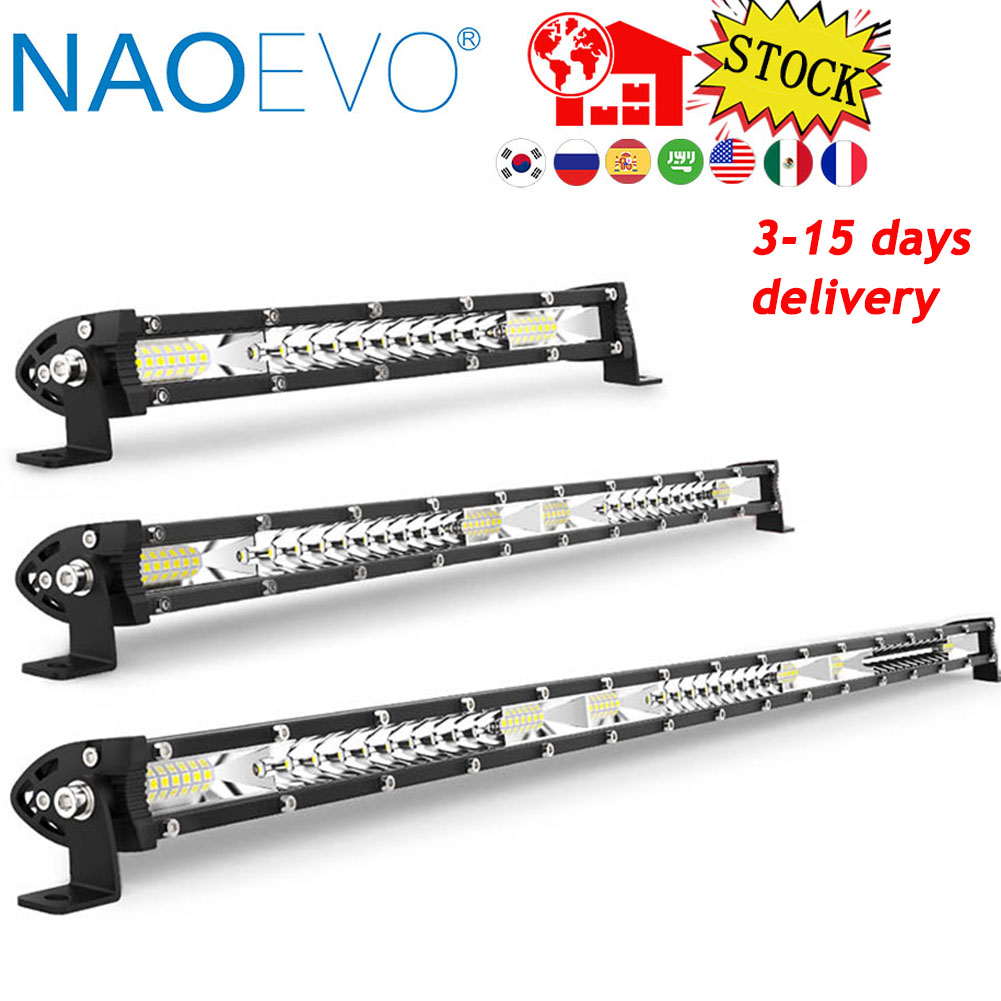 NAOEVO 10 インチ 20 インチ 30 インチ 320 ワット LED ライトバー 12V 24V LED バー洪水運転ワークライト ジープトラック 4x4 オートバイオフロード SUV 用