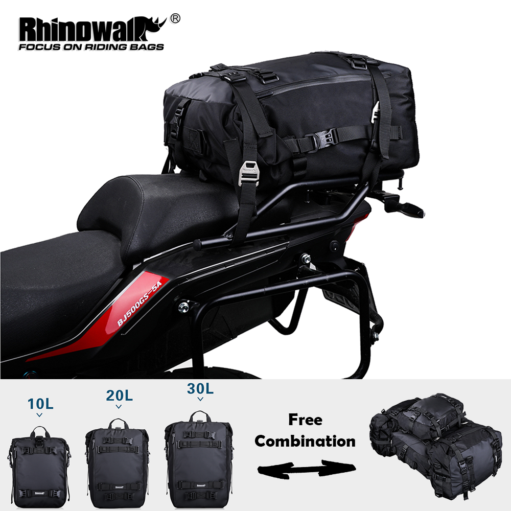 Rhinowalk オートバイシートバッグ 10/20/30L フリーコンビネーションモーターテールパニア荷物乗馬バックパックと防水インナーバッグ