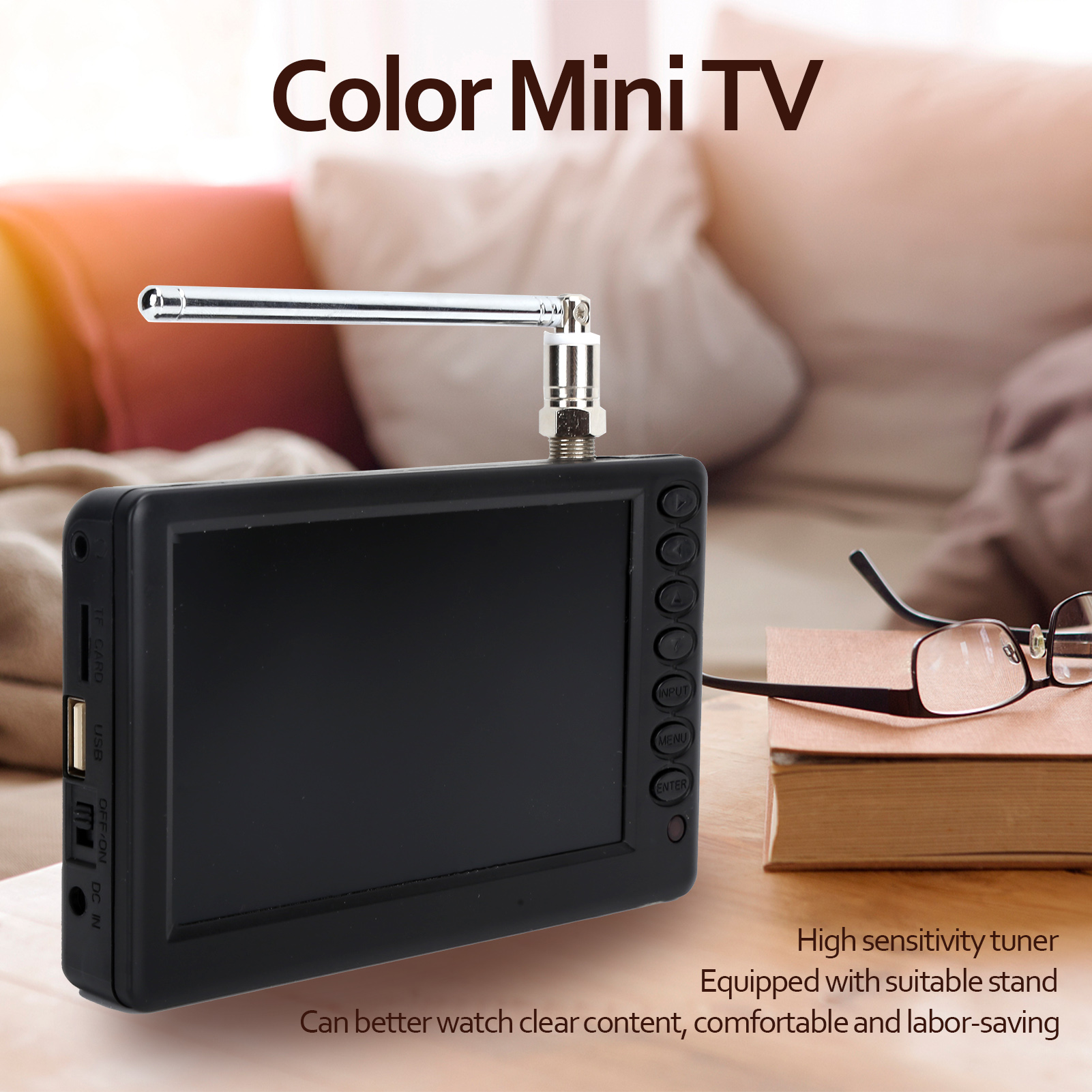 デジタルテレビ 多機能ミニテレビ LEADSTAR 5インチデジタルテレビ ポータブルFM ATVブラケット 高解像度ミニテレビ